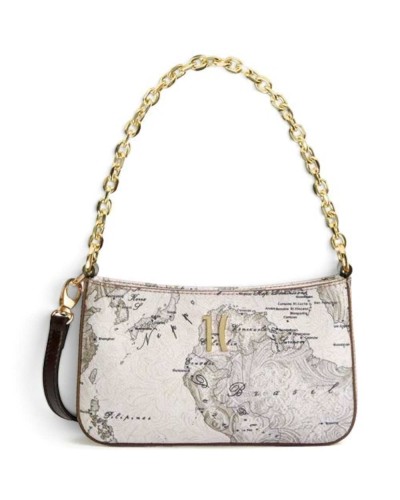 Alviero Martini 1° Classe Clutch con Cadena Mujer Gris Topo en Tejido revestido y Piel bovina