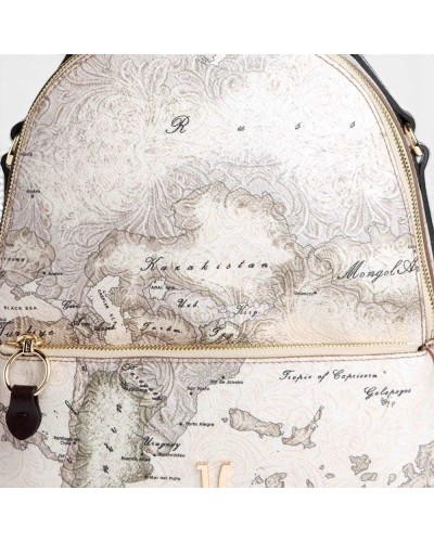 Alviero Martini 1° Classe Mochila Mujer Gris Topo en Tejido revestido y Piel bovina