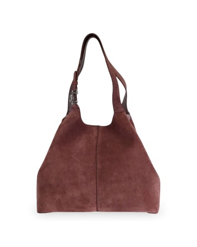 Coccinelle Shopping Bag C-Easy Suede Donna Berry in Pelle scamosciata e pelle martellata