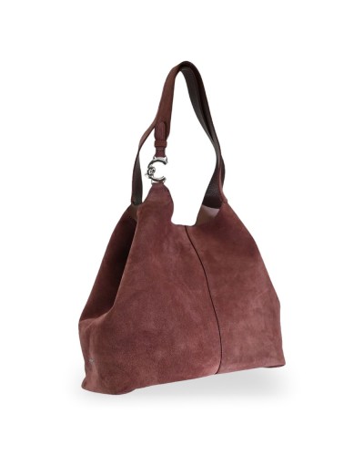 Coccinelle Shopping Bag C-Easy Suede Donna Berry in Pelle scamosciata e pelle martellata