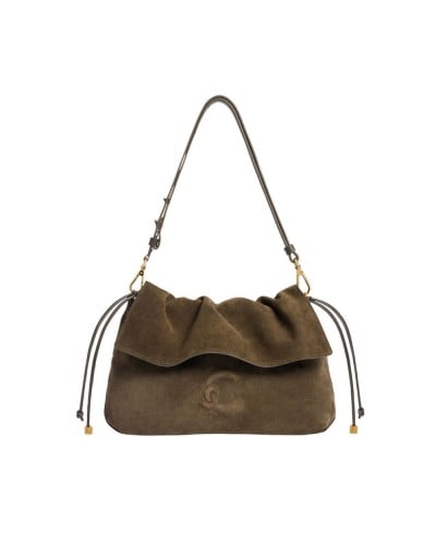 Coccinelle Borsa Hobo Lidia Suede Bim Donna Fango in Pelle scamosciata e pelle liscia