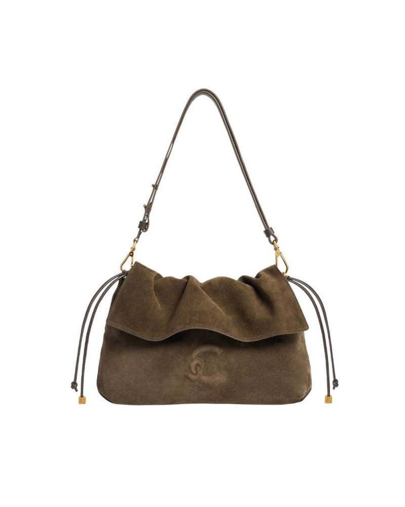 Coccinelle Borsa Hobo Lidia Suede Bim Donna Fango in Pelle scamosciata e pelle liscia