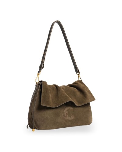 Coccinelle Borsa Hobo Lidia Suede Bim Donna Fango in Pelle scamosciata e pelle liscia