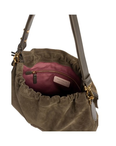 Coccinelle Borsa Hobo Lidia Suede Bim Donna Fango in Pelle scamosciata e pelle liscia