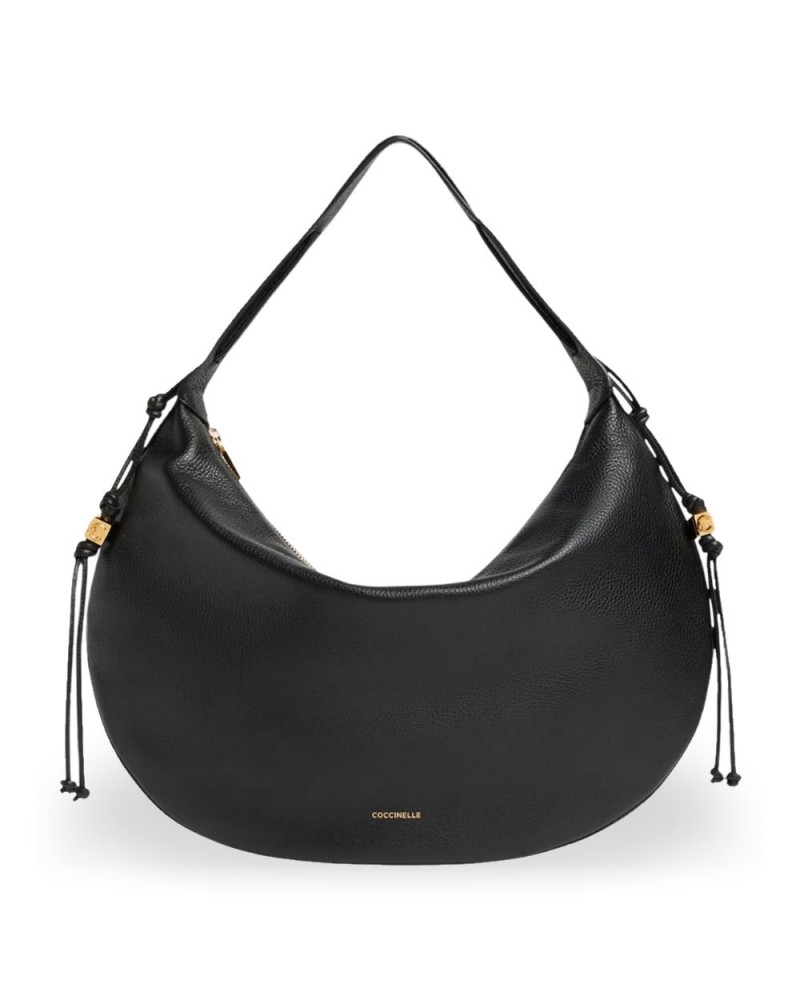 Coccinelle Borsa Hobo Thess Donna Nero in Pelle martellata