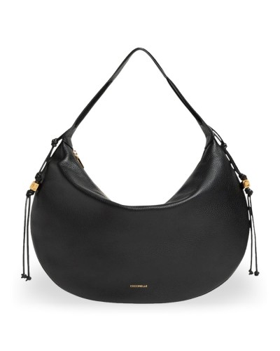 Coccinelle Borsa Hobo Thess Donna Nero in Pelle martellata