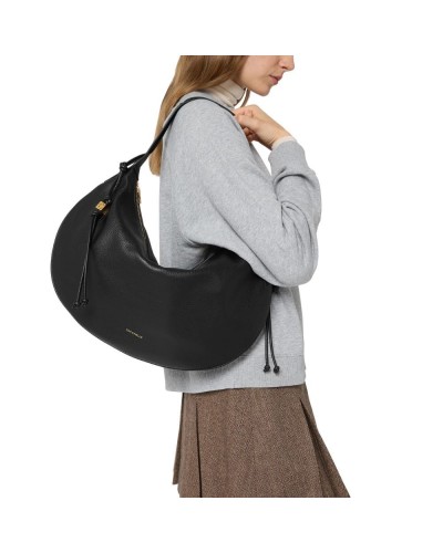 Coccinelle Borsa Hobo Thess Donna Nero in Pelle martellata