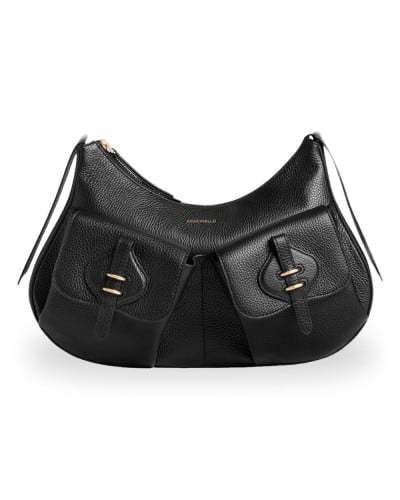 Coccinelle Borsa a Spalla Mavery Pocket Donna Nero in Pelle martellata 35x20x7 cm