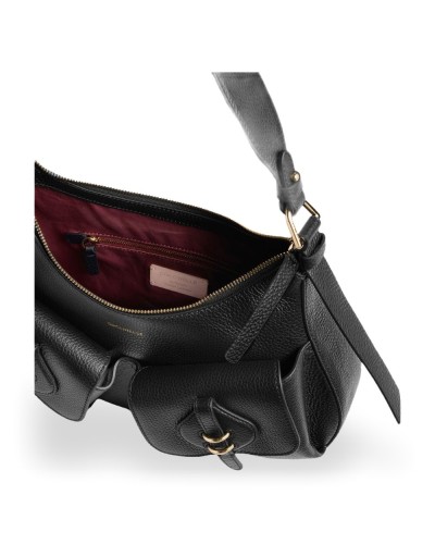 Coccinelle Borsa a Spalla Mavery Pocket Donna Nero in Pelle martellata 35x20x7 cm