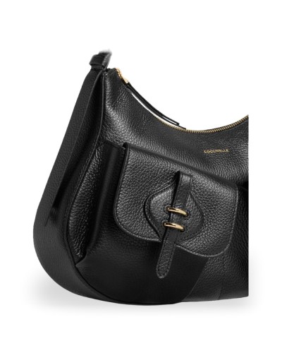 Coccinelle Borsa a Spalla Mavery Pocket Donna Nero in Pelle martellata 35x20x7 cm