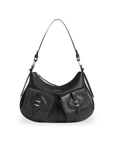Coccinelle Borsa a Spalla Mavery Pocket Donna Nero in Pelle martellata 29x16x6 cm