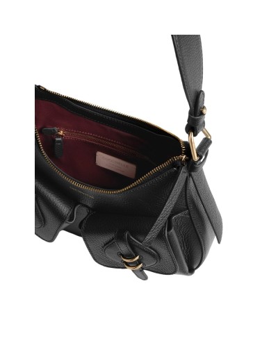 Coccinelle Borsa a Spalla Mavery Pocket Donna Nero in Pelle martellata 29x16x6 cm