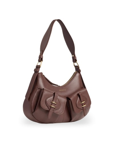 Coccinelle Borsa a Spalla Mavery Pocket Donna Berry in Pelle martellata 29x16x6 cm