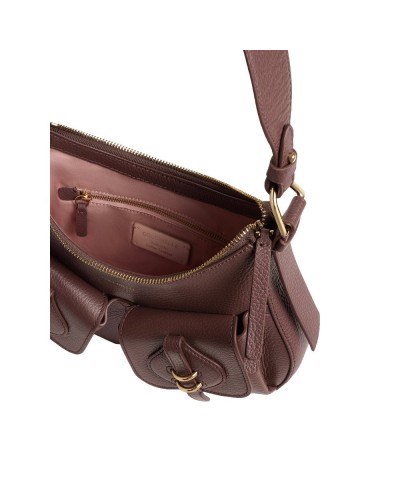 Coccinelle Borsa a Spalla Mavery Pocket Donna Berry in Pelle martellata 29x16x6 cm