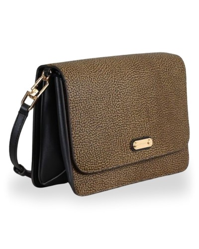 Borbonese Cross Over Tasche S. Damen OP Naturale aus OP Soft Canvas und Kalbsleder OP-Print mit Verstellbarem Riemen