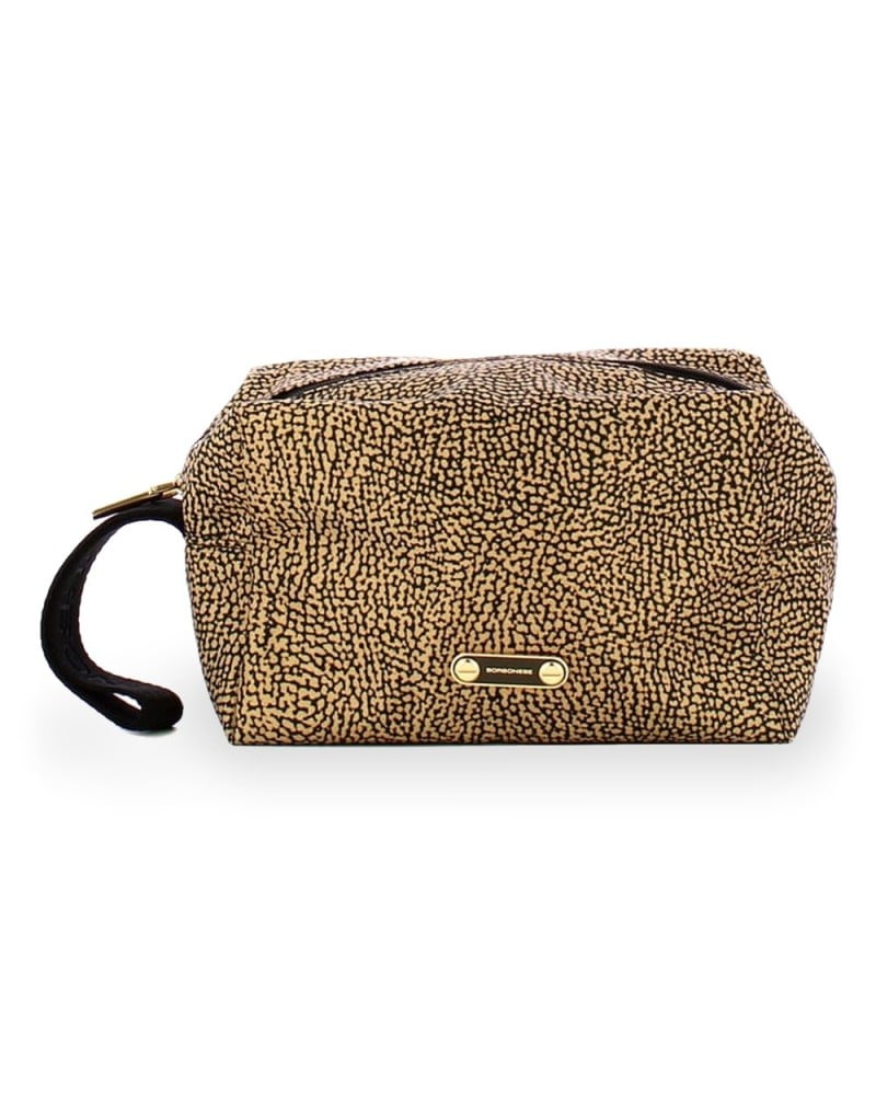 Borbonese Beauty Case M. mit Griff Damen OP Naturale aus Gewebe OP-Print mit Reißverschluss