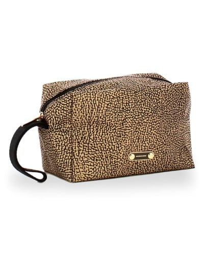 Borbonese Beauty Case M. mit Griff Damen OP Naturale aus Gewebe OP-Print mit Reißverschluss