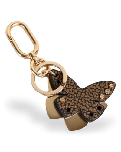 Borbonese Schlüsselanhänger Schmetterling Damen OP Naturale aus OP Soft Canvas OP-Print mit Metall-Karabiner