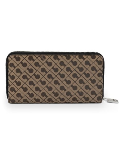 Gherardini Cartera Ziparound Mujer Moka en Tejido Millerighe con cremallera metálica