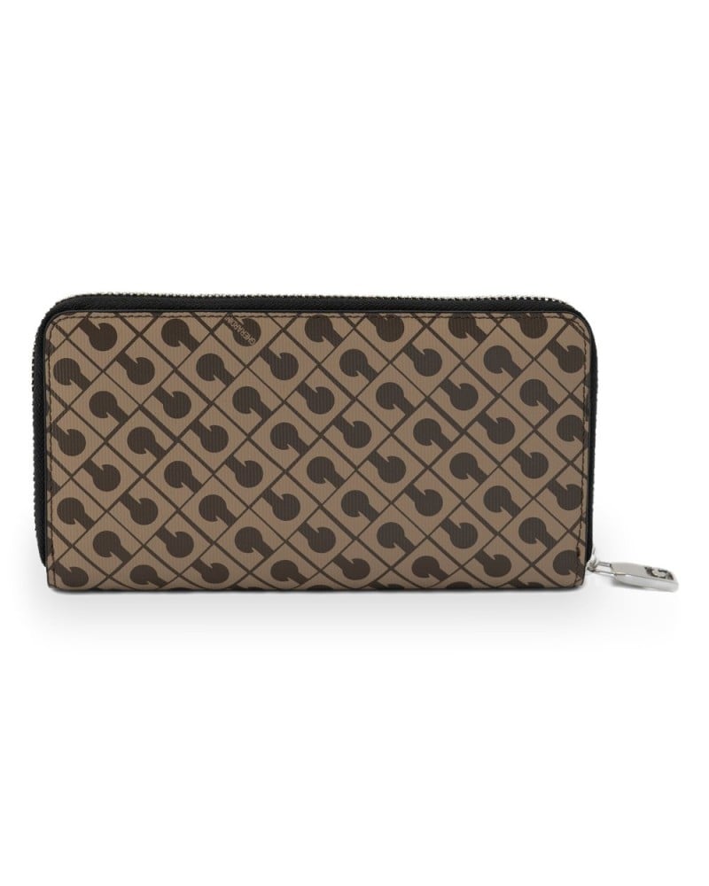 Gherardini Cartera Ziparound Mujer Moka en Tejido Millerighe con cremallera metálica