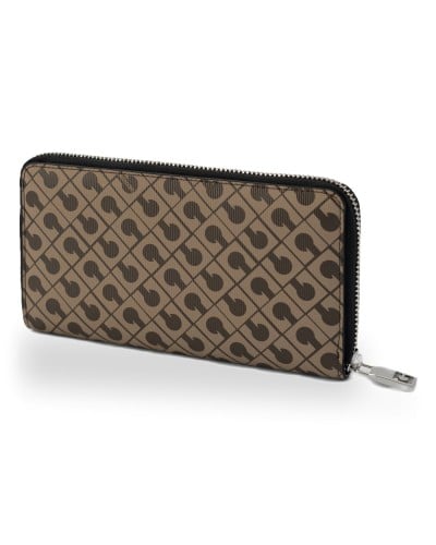 Gherardini Cartera Ziparound Mujer Moka en Tejido Millerighe con cremallera metálica