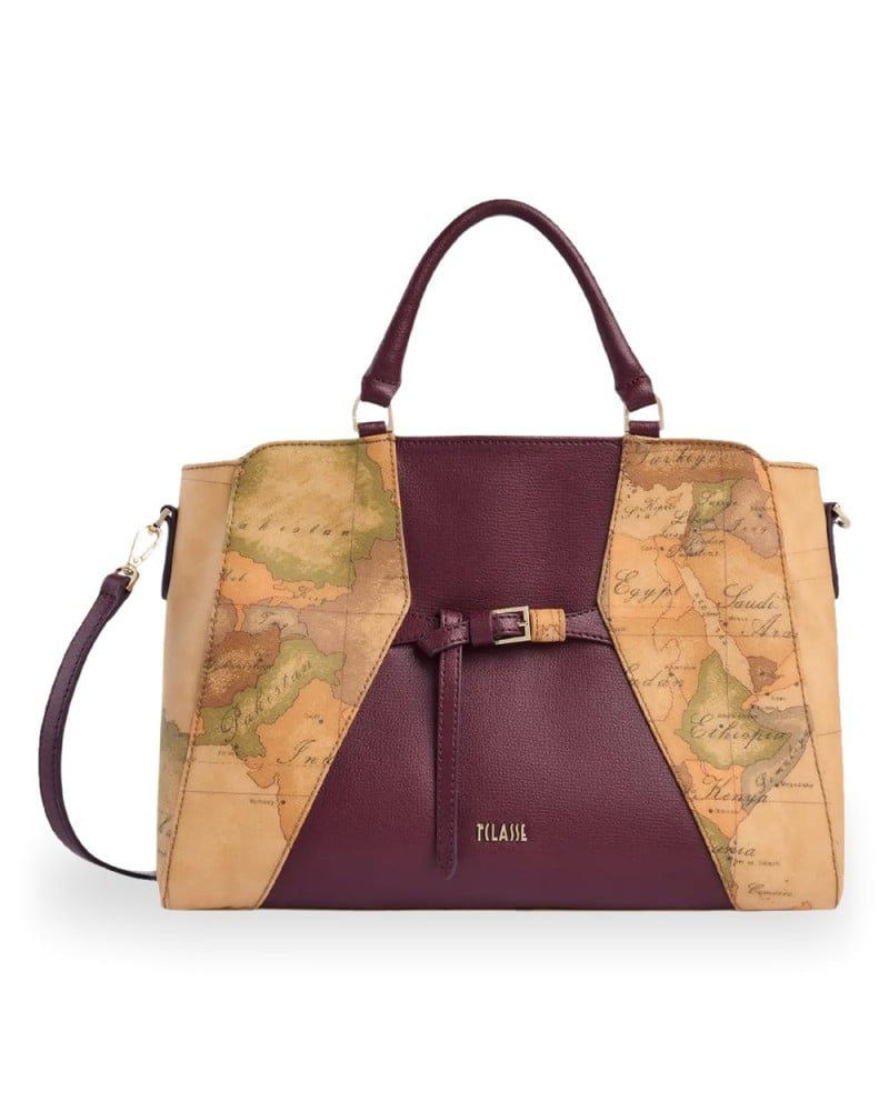Alviero Martini 1° Classe Bolso de Mano con Bandolera Extraíble Mujer Burgundy en Tejido revestido y Piel bovina