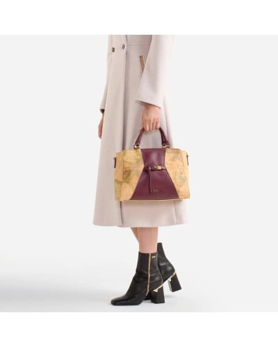 Alviero Martini 1° Classe Bolso de Mano con Bandolera Extraíble Mujer Burgundy en Tejido revestido y Piel bovina