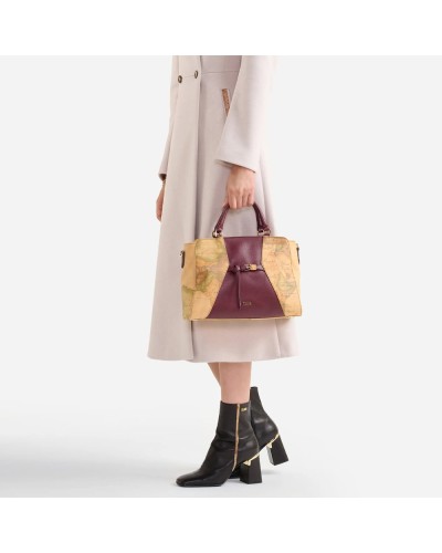 Alviero Martini 1° Classe Bolso de Mano con Bandolera Extraíble Mujer Burgundy en Tejido revestido y Piel bovina