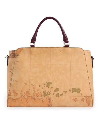 Alviero Martini 1° Classe Bolso de Mano con Bandolera Extraíble Mujer Burgundy en Tejido revestido y Piel bovina