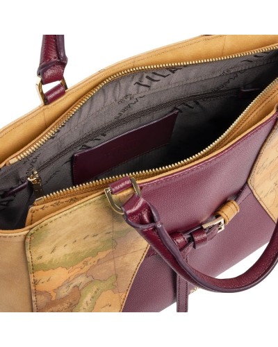 Alviero Martini 1° Classe Bolso de Mano con Bandolera Extraíble Mujer Burgundy en Tejido revestido y Piel bovina