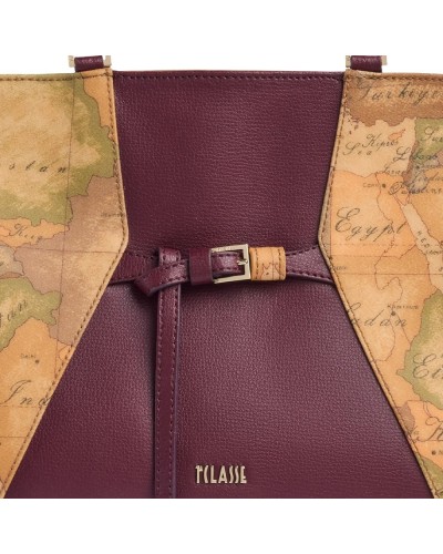 Alviero Martini 1° Classe Bolso de Mano con Bandolera Extraíble Mujer Burgundy en Tejido revestido y Piel bovina