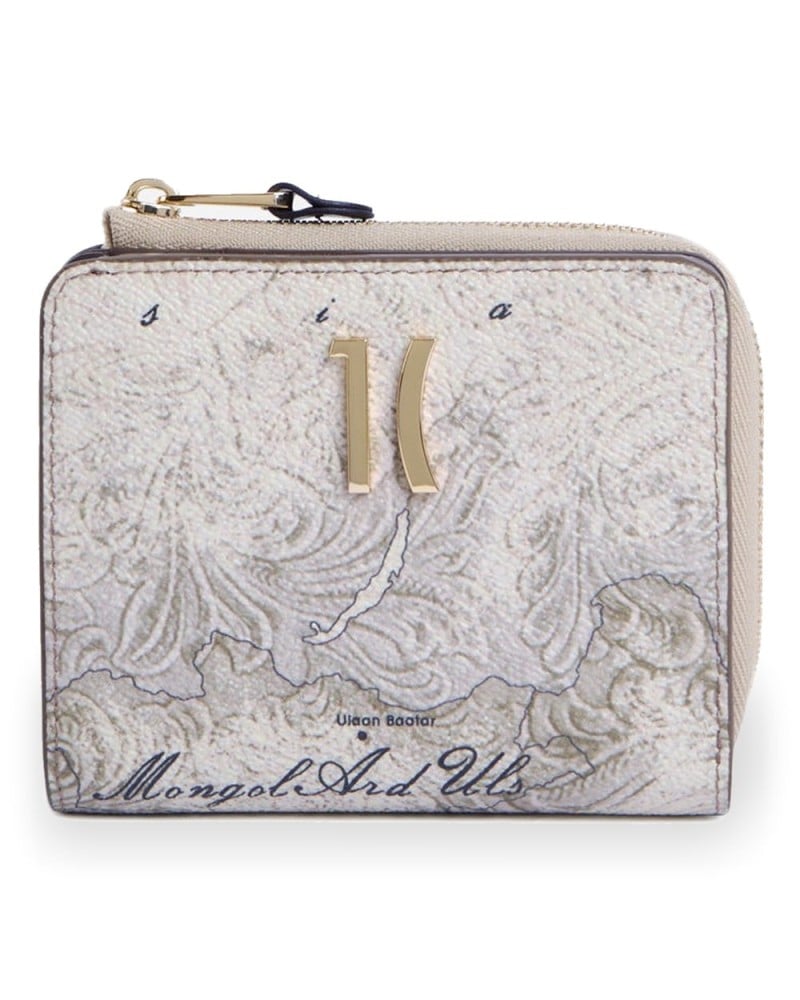 Alviero Martini 1° Classe Small Ziparound Wallet Female Dove Grey in Coated Fabric