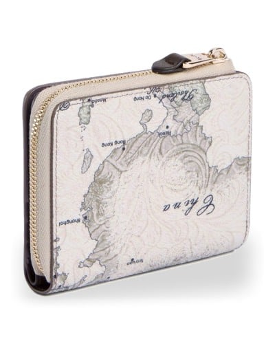 Alviero Martini 1° Classe Small Ziparound Wallet Female Dove Grey in Coated Fabric