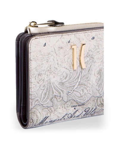 Alviero Martini 1° Classe Small Ziparound Wallet Female Dove Grey in Coated Fabric
