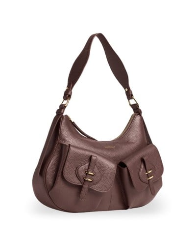Coccinelle Bolso de Hombro Mavery Pocket Mujer Berry en Piel granulada 35x20x7 cm