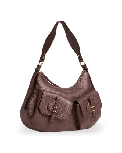 Coccinelle Bolso de Hombro Mavery Pocket Mujer Berry en Piel granulada 35x20x7 cm