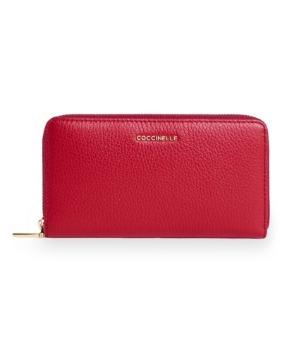 Coccinelle Cartera Metallic Soft Mujer Escarlata en Piel granulada 18x10 cm