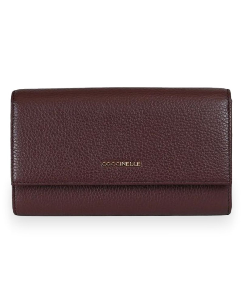 Coccinelle Cartera Metallic Soft Mujer Berry en Piel granulada 19x10 cm