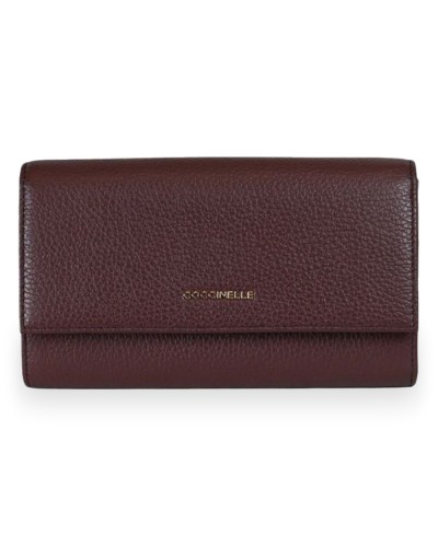 Coccinelle Cartera Metallic Soft Mujer Berry en Piel granulada 19x10 cm