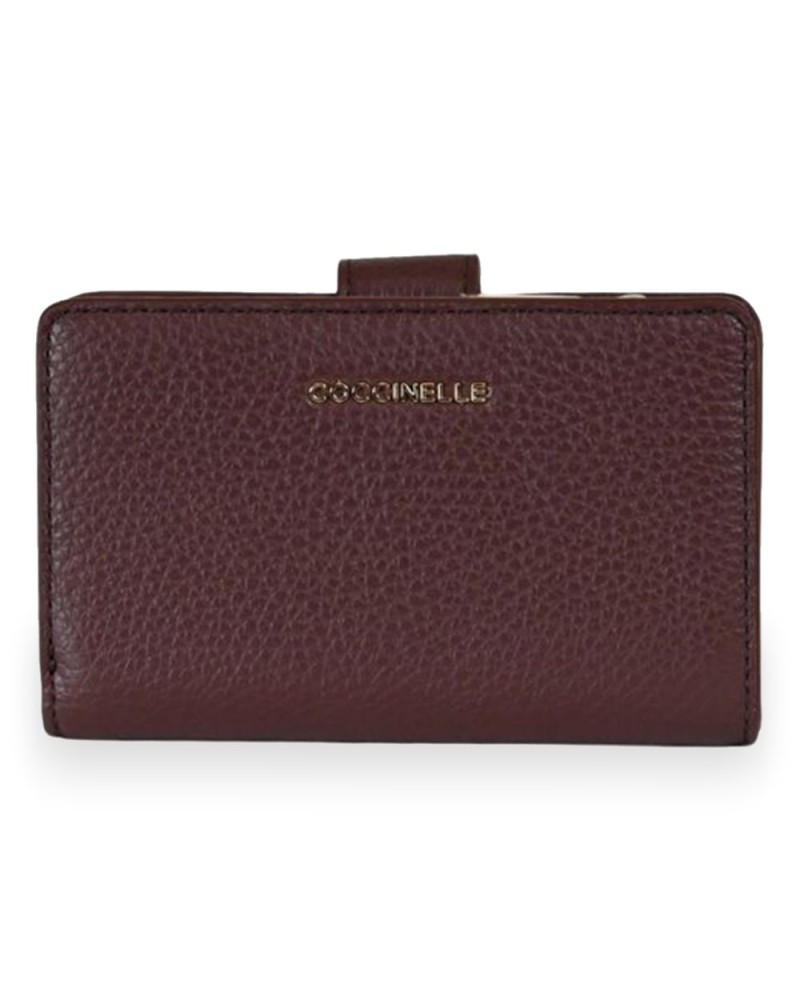Coccinelle Portafoglio Metallic Soft Donna Berry in Pelle martellata 14x9 cm