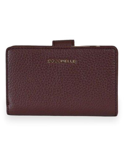 Coccinelle Portafoglio Metallic Soft Donna Berry in Pelle martellata 14x9 cm