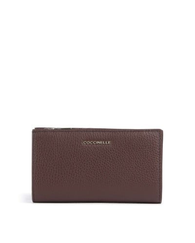 Coccinelle Portafoglio Metallic Soft Donna Berry in Pelle martellata 16x9 cm