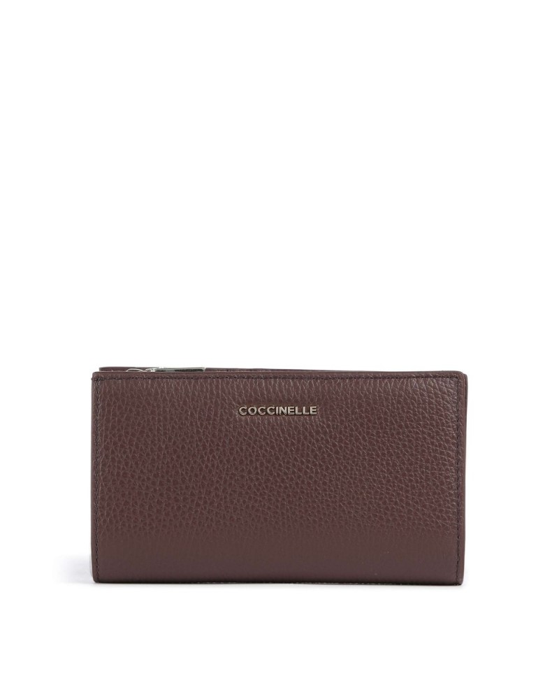 Coccinelle Portafoglio Metallic Soft Donna Berry in Pelle martellata 16x9 cm