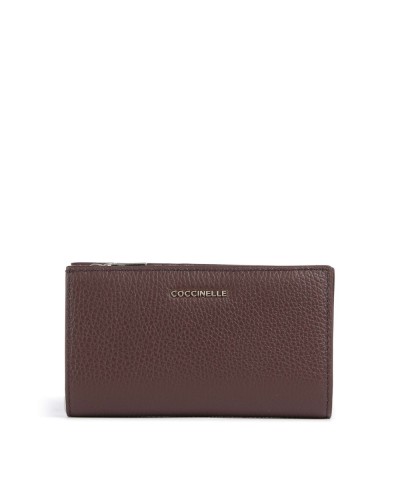 Coccinelle Portafoglio Metallic Soft Donna Berry in Pelle martellata 16x9 cm