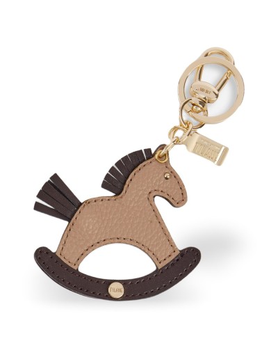 Alviero Martini 1° Classe Charm Key Holder Unisex Desert Beige in Ovine Leather and Bovine Leather