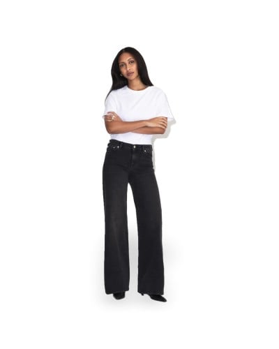 DR. DENIM Vaqueros Zila Mid Wide Mujer Black Mist