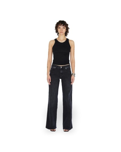 DR. DENIM Vaqueros Zila Mid Wide Mujer Black Mist