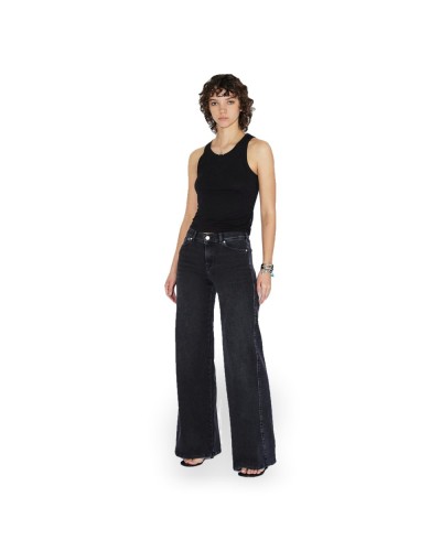 DR. DENIM Vaqueros Zila Mid Wide Mujer Black Mist