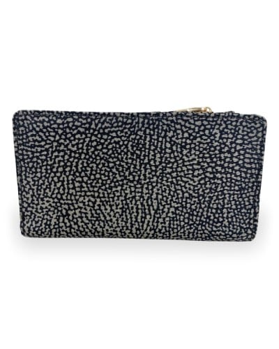 Borbonese Medium Zip Around Wallet Women Catrame in Recycled Fabric OP Print with Zip-Around Closure