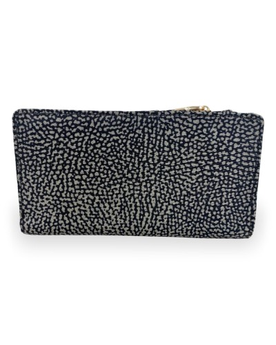 Borbonese Medium Zip Around Wallet Women Catrame in Recycled Fabric OP Print with Zip-Around Closure